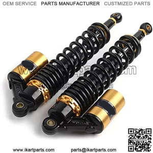 2PCS 400MM ATV Shocks Motorcycle Go Kart Shock Universal for Honda for Suzuki for Yamaha for Kawasaki ATV Go Kart Quad Dirt Sport Bikes, Air Shock Absorbers,Black & Gold