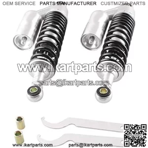 2pcs Adjustable 340mm Motorbike Air Shock Absorbers Universal Fit for Honda Suzuki Yamaha Kawasaki ATV Go Kart Quad Dirt Sport Bikes (SilverBlack, 340MM)