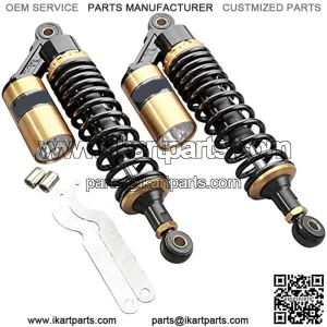 Geminimarts 2 Pcs 320mm Motorcycle Adjustable Air Shock Absorber For Honda Suzuki Kawasaki Yamaha Dirt Bike Go Kart ATV Dual Sport Street Bike, Black & Gold