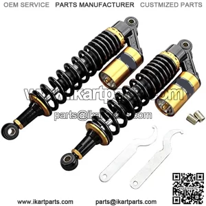 Geminimarts 2 Pcs 340mm Motorcycle Adjustable Air Shock Absorber For Honda Suzuki Kawasaki Yamaha Dirt Bike Go Kart ATV Dual Sport Street Bike, Black & Gold