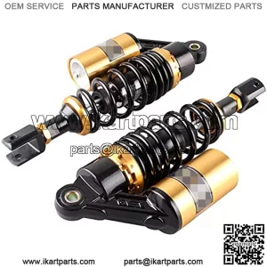 2PC 280mm Motorcycle Air Shock Absorbers Rear Suspension Universal Fits Most 150cc~750cc Street Bikes, Scooters and Moped Quad (ATV) Black Gold, Spring Width 60mm