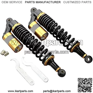 Pair 340mm Universal Motorcycle Rear Air Shock Absorbers Fit for Honda Suzuki Yamaha Kawasaki ATV Go Kart Quad Dirt Sport Bikes,Black & Gold