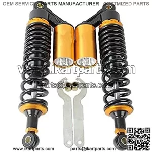 2pcs Adjustable 340mm Motorbike Air Shock Absorbers Universal Fit for Suzuki Yamaha Kawasaki ATV Go Kart Quad Dirt Sport Bikes (BlackGold, 340MM)