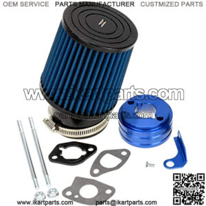 Blue Air Filter Adapter Intake Kit for 6.5 HP Honda Clone GX160 GX200 Predator 212cc Engine Racing Cart 196cc ct200 Doodle Bug Baja MB165 MB200 Warrior 200 Mini Bike Trailmaster mid XRX Go Kart