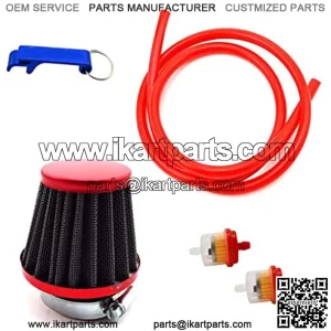 Red 38mm Air Filter Fule Cleaner Gas Line Hose For 50cc 70cc 90cc 110cc 125cc Dirt Pit Bike ATV Quad Monkey Bike Motocross Motorcycle Go Kart Cart And GY6 50cc QMB139 Engine Scooter Moped