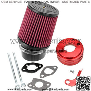 Red Air Filter Adapter Intake Kit for 6.5 HP Honda Clone GX160 GX200 Predator 212cc Engine Racing Cart 196cc ct200 Doodle Bug Baja MB165 MB200 Warrior 200 Mini Bike Trailmaster mid XRX Go Kart