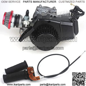 49CC 2-Stroke Engine + Handle Bar+ Throttle Cable +Air Filter Motor Pocket Mini Bike Scooter ATV 6T T8F Chain