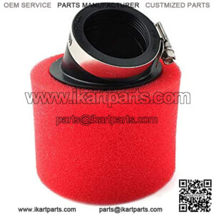 Three T Motorcycle 50MM 1.96'' Air Filter Sponge Foam Cleaner Angled Pipe Fit for 150cc-250cc Motorcycles ATV Dirt Bike Motorcycle Off-road Bike Go-Kart Mini Super Bike, Red