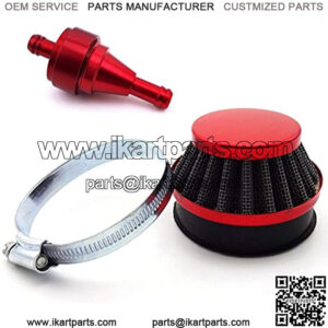 Racing 60mm Air Filter Cleaner + Red CNC Aluminum Fuel Filter For Pocket Bike Mini Moto Dirt Kids ATV Quad Gas Motorized Bicycle Push Bike