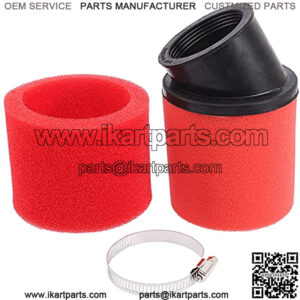 Universal 44mm 45mm 46mm Red Angled Double Foam Pod Air Filter Cleaner 50cc 70cc 90cc 110cc 125cc Motorcycle ATV Quad Scooter Go Kart Moped Pit Dirt Racing Super Pocket Mini Bike