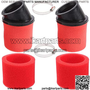 2Pcs Universal 48mm 49mm 50mm Red Angled Double Foam Pod Air Filter Cleaner 50cc 70cc 90cc 110cc 125cc Motorcycle ATV Quad Scooter Go Kart Moped Pit Racing Super Pocket Mini Bike