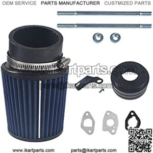 Upgraded Air Filter adapter Intake Kit for Predator 212cc 6.5 Hp Hammerhead 80T MudHead 606 scorpion RB200 CK100 SK100 RTK100 MB200-1 mid XRX/R Mini Bike Go Kart Blue