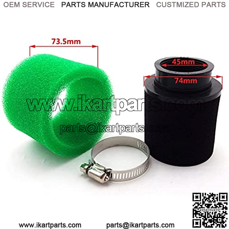45mm Foam Air Filter Cleaner For 125cc-150cc 200cc 250cc GY6 PZ24 PZ30 VM26 Engine Pit Dirt Bike Motorcycle Go Kart Scooter Moped CRF50 XR50 ATV Quad 4 Wheeler (Green) - Image 2