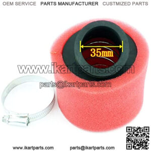 Universal 35mm Red Angled Double Foam Pod Performance Air Filter Cleaner 50cc 70cc 90cc 110cc 125cc Motorcycle ATV Quad Scooter Go Kart Moped Pit Dirt Racing Super Pocket Mini Bike Yamaha