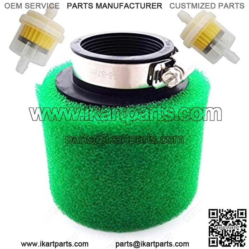 Pit Dirt Bike Green 45mm Air Filter + Fuel Filter Cleaner For 125cc 140cc 150cc Engine Carburetor ATV Quad Motorcycle Go Kart Scooter