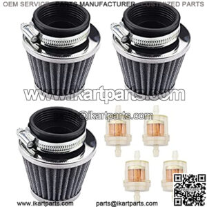 GY6 42mm Clamp-On Air Filter Pod Compatible With GY6 125CC Taotao 150CC Air Intake Dirt Bike CB/CG 200CC 250CC Yerf dog Go Kart Parts (Pack of 3)