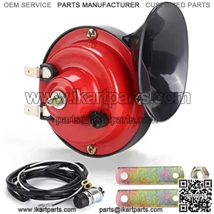 12V Universal Snail Golf Cart Horn Kit,Adjustable Volume Control Electric Horn with Brackets & Floor Mount Button for Ez-go, Club Car, Yamaha, UTVS, ATV, Boat