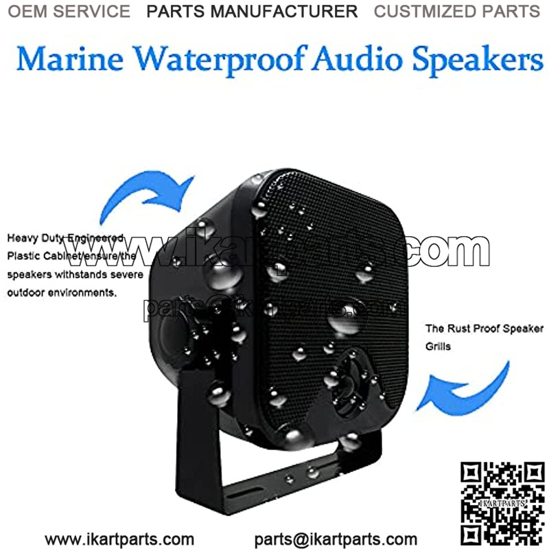 4 Inches Boat Marine Speakers - Waterproof Hunging Box Speakers 100 Watts Heavy Duty Surface Mount Speaker for ATV UTV RZR Golf Cart Tractor Truck Jeep GR301B (Black) - Image 2