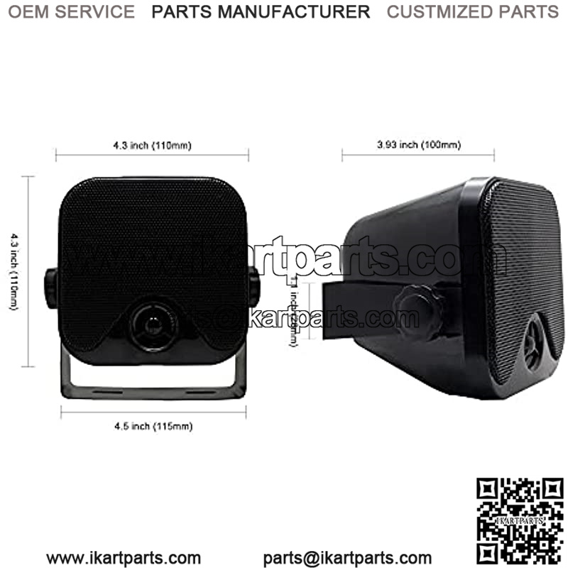 4 Inches Boat Marine Speakers - Waterproof Hunging Box Speakers 100 Watts Heavy Duty Surface Mount Speaker for ATV UTV RZR Golf Cart Tractor Truck Jeep GR301B (Black) - Image 4