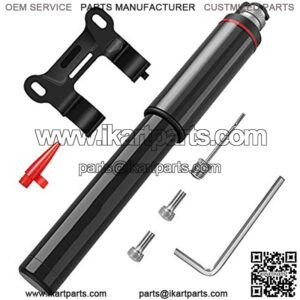 PortMini Bike Pump, 120 Psi Fast Inflation Bicycle Tire Pump Fits Schrader & Presta Valve, Ultra-Light Bicycle Air Pump for Road, Mountain, and Electric Bikes-Mounting Bracket Included