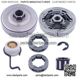 Chainsaw Clutch Drum Sprocket for Stihl MS361 MS440 MS461 MS460 044 046 Replacement Parts with Worm Gear E-Clip Needle Bearing 3/8" Rim Sprocket for 1128 007 1000