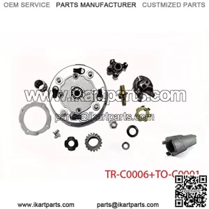 17T Teeth Semi Automatic Clutch Assembly with Accessories + Clutch Hub Spanner Tool for 50cc 70cc 90cc 110cc 125cc 135cc ATV Quad Go Kart Dirt Bike Taotao SUNL Roketa Kazuma JCL NST