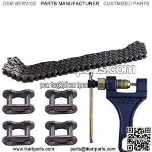 420H Motorcycle Chain+ Chain Breaker,106-Link Heavy Duty Drive Chain