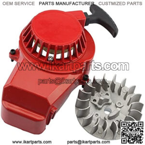 Alloy Pull Start Recoil Starter with Flywheel for 47cc 49cc Pocket Dirt Bike Mini ATV