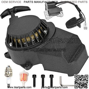 Alloy Easy Pull Recoil Start Starter Ignition Coil for 2 Stroke Engine 47 49cc taotao SSR Coolster MotoTec Chinese ATV Quad 4 Wheeler Go kart Pit Dirt Mini Pocket Bike Motor Black