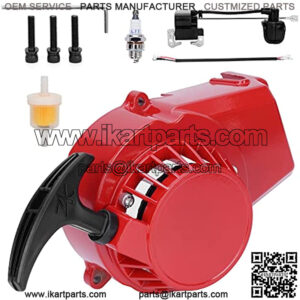 Upgraded Aluminum Alloy Pull Starter, Recoil Starter Assembly Ignition Coil for 2 Stroke Engine 47cc 49cc 50cc SYX SSR Taotao Coolster Quad 4 Wheeler Mini Pit Bike Go Cart ATV Scooter-Red