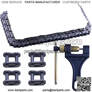 428H Motorcycle Chain+ Chain Breaker,122-links Heavy Duty Drive Chain