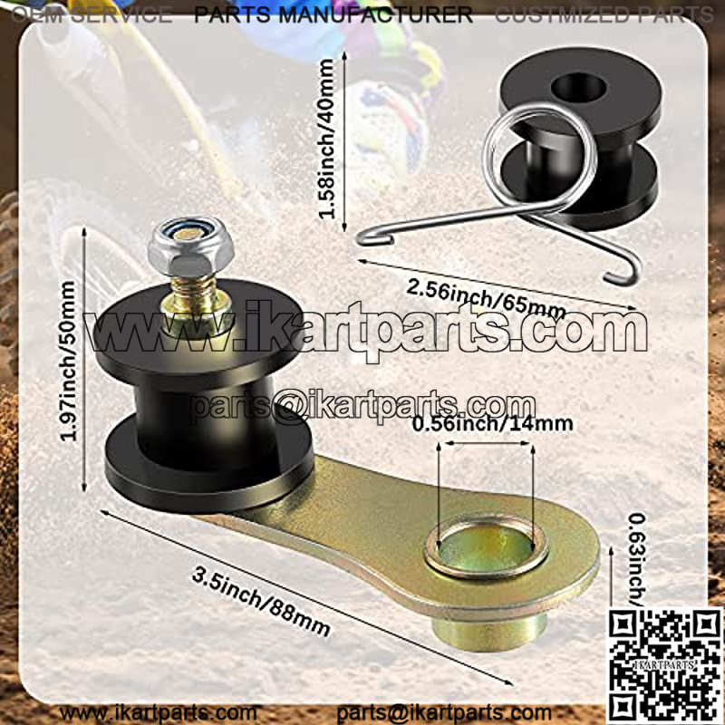 2 Pieces Chain Roller Tensioners Mini Bike Chain Tensioners Adjustable Roller Chain Tensioners Metal Chain Tension Rollers W/Spring 110 cc 125 cc 140 cc for Motorcycle Mini Bike ATV - Image 2