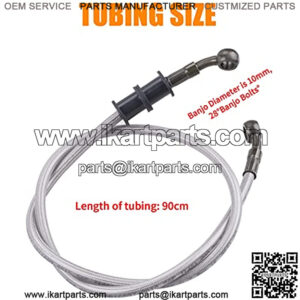 Silver Motorcycle Braided Steel Brake Clutch Oil Hoses Line Pipe Pipe for ATV Pit Dirt Bike Go Kart (Oil Hose Length 90cm)