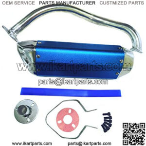 Exhaust System Muffler for GY6 50cc-400cc Upgraded High Performance 4 Stroke Scooters ATV Go Kart(Blue)