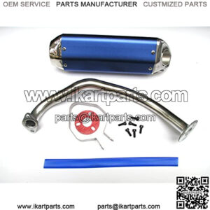 High Performance Exhaust System Muffler for GY6 50cc-400cc 4 Stroke Scooters ATV Go Kart (Blue)