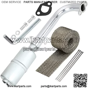 Upgraded Exhaust Header Pipe Muffler Kit for Non Hemi Predator 212cc GX160 GX200 Coleman KT196 Baja Warrior MB200 196cc 6.5hp Hammerhead 80T Mini Bike Go Kart Small Engine Performance Parts