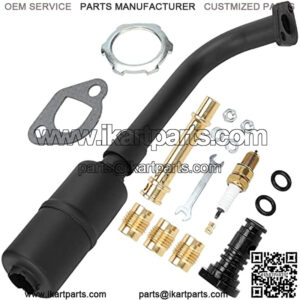 Exhaust Pipe Muffler Jet Kit for Predator 212cc 196cc 6.5hp GX160 GX200 Engine Coleman CT200u BT200X CT200u-ex KT196 Baja Warrior MB165 MB200 Mini Bike Go Kart Black