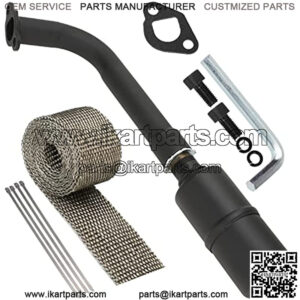 Upgraded Exhaust Header Pipe Muffler with Heat Shield Tape for Predator 212cc Coleman CT200U CT200U-EX GX160 GX200 Baja Warrior Massimo MB200 196cc 6.5hp Hammerhead Mini Bike Go Kart Parts