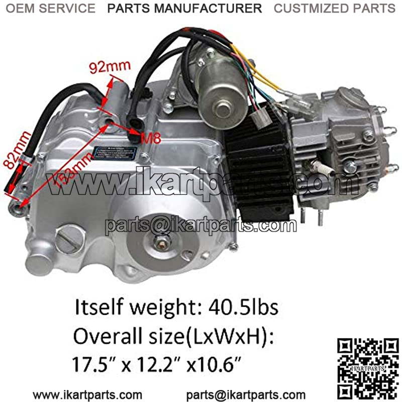 125cc 4-Stroke Semi-Auto Single-Cylinder Air-Cooled Electric-Start Motor Engine with Wiring Harness Kit for ATV Four Wheelers Quad bikes Tricycle go karts