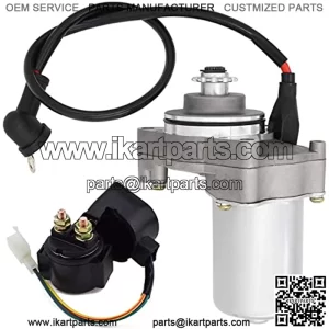 3 Bolt Starter Motor with Line & Solenoid Starter Relay for 125 110 100 90 70 50 cc 4 Wheeler ATV Dirt Pit Bike Dune Buggy Sandrail Quad SSR Roketa Tao tao Coolster Jonway SunL Go Karts