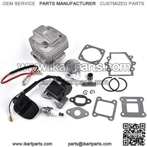 44mm Bore Cylinder Top End Kit Replacement for 2 Stroke 47cc 49cc Mini Quad Pocket Bike Ignition Coil Spark Plug 12mm Wrist Pin