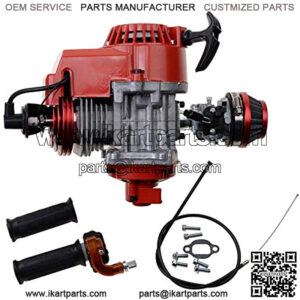 44mm Big Bore Cylinder with Recoil Starter with Carburetor and Air Filter Modified Engine Kit Replacement for 2 Stroke 43cc 47cc 49cc 52cc Mini Pocket Bike Gas Moped Scooter Red
