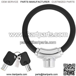 Bicycle Anti Theft Ring Lock, Black Zinc Alloy Portable Heavy Duty Bike Mini Ring Lock Bicycle Anti Theft Security Steel Cable Ring Lock with 7 Core Lock Cylinder