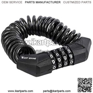 Bicycle Cable Lock, Portable Mini Bike Lock Cable, Resettable 4 Digit Combination Lock for Travel Luggage, Cycling Accessories 4.9 FT Retractable Lock