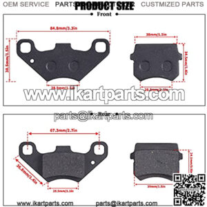 Disc Brake Pads Compatible with 50cc 70CC 90 cc 110 cc 125cc Taotao SunL JCL Coolster Kandi Supermach Tank Kandi Kinroad BV Powersports DongFang ATVs Go karts Quad 4 Wheeler 2 Pair
