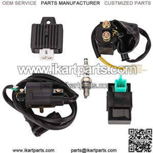 For CG 49CC 50CC 70CC 90CC 110CC 125CC ATV Dirt bike for TaoTao Go kart Chinese SUNL Roketa Jonway Coolster Kymco Kazuma Meerkat Regulator Starter relay CDI spark plug Ignition Coil