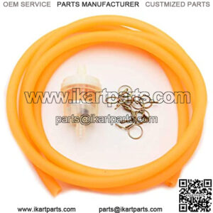 1.5m0.8cm(4.9 FT.0.3'') Tubing Carburetor Fuel Vent Line, PRO BAT, Gas Hose Line Fuel Gas Line Tubing Hose Roll for ATV Dirt Bike Go Kart Moped Pocket Bike with Hose Clamps, Fuel Filter??Orange