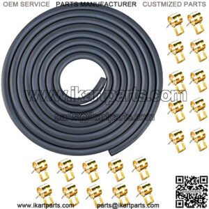 Meekear 3/16 Inch ID Fuel Line Kit, 10FT Rubber Fuel Line with 20 Pcs 2/5 Inch Adjustable Hose Clamps for Dirt Bikes, Motorcycles, Riding Mowers, Go Kart Small Engines