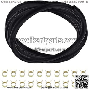 1/4" Fuel Hose Gas Line Tubing ID 6mm X OD 12mm 10 Feet & 20pcs Clamps for Small Engines Lawn Mower String Trimmer Dirtbike Scooter Motorcycle Snowmobiles ATV UTV Go Kart Generator