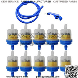 TC-Motor 1 Meter Gas Fuel Hose Line Pipe 10pcs Fuel Filter Universal For Dirt Pit Bike ATV Quad Go Kart Buggy Scooter Moped Snowmobile Motorcycle Motocross (Blue)